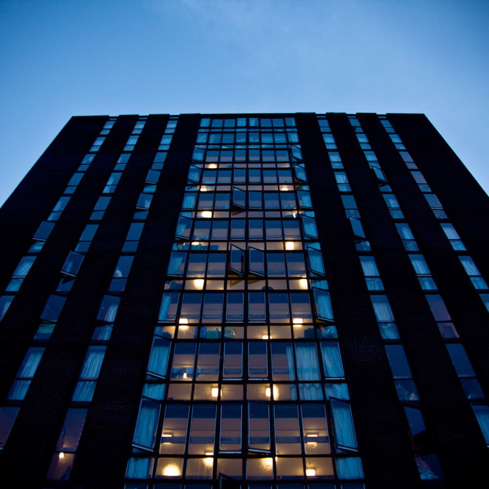 North towers at night