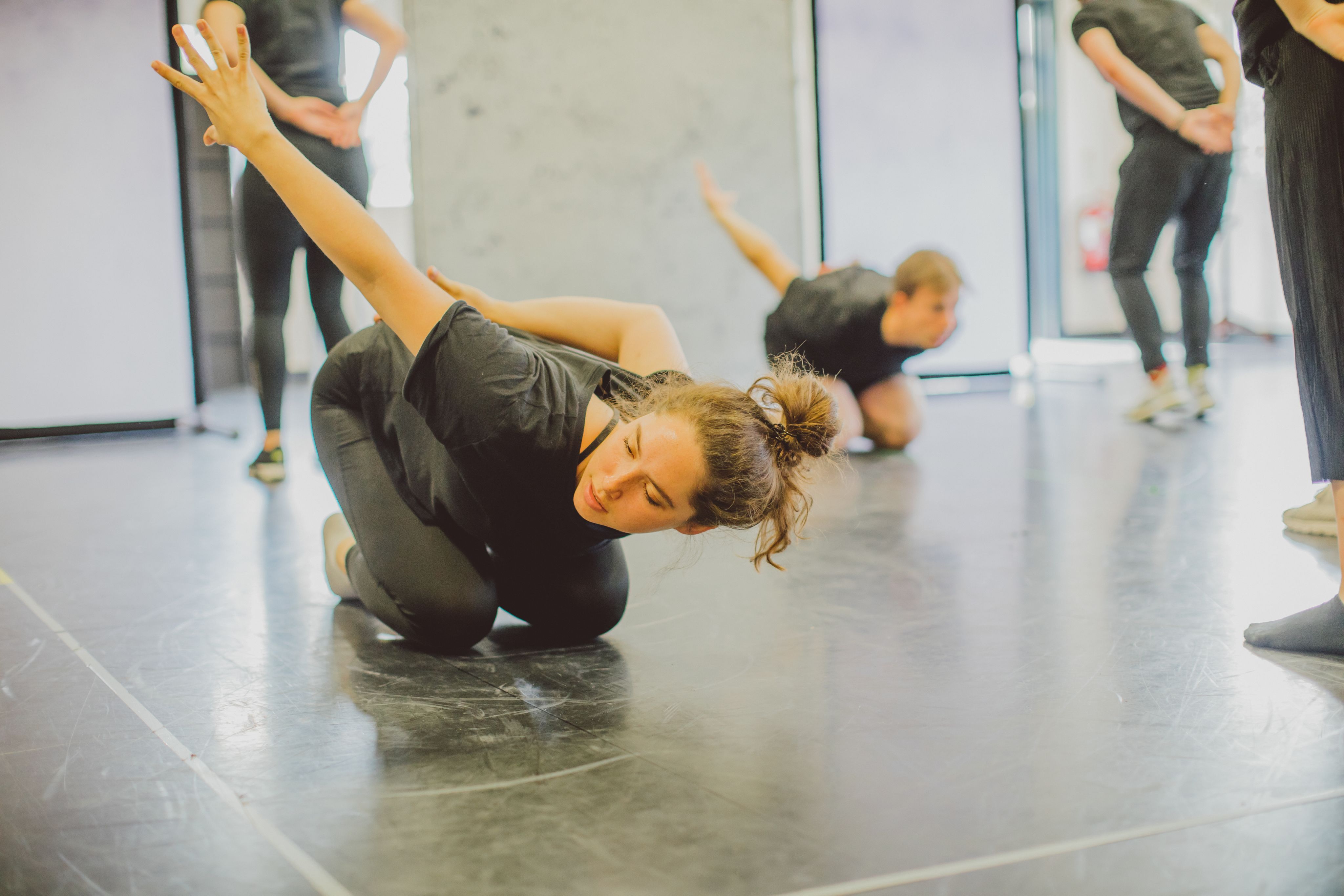 Students rehearsing dance
