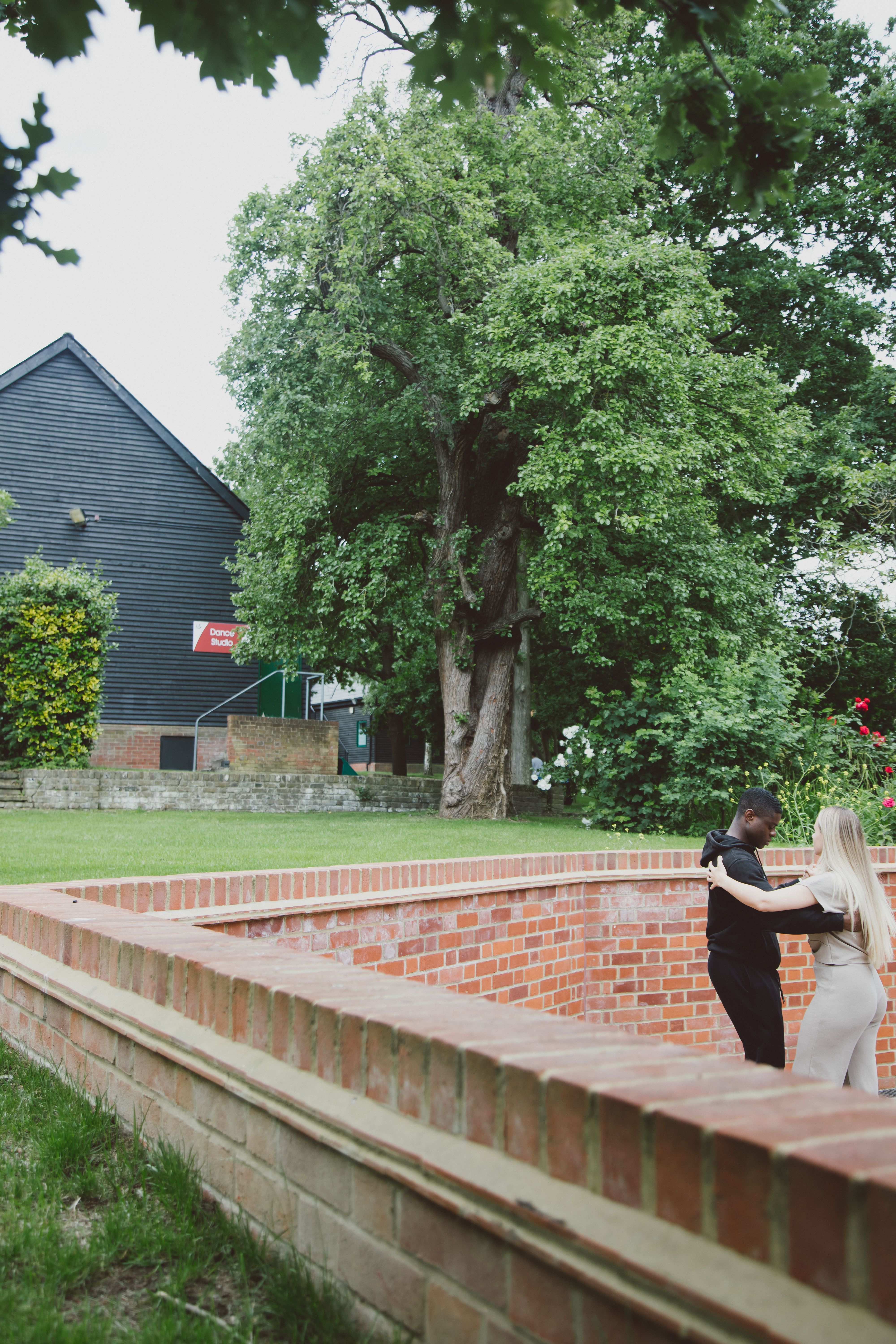 Students dancing outside the dance studio