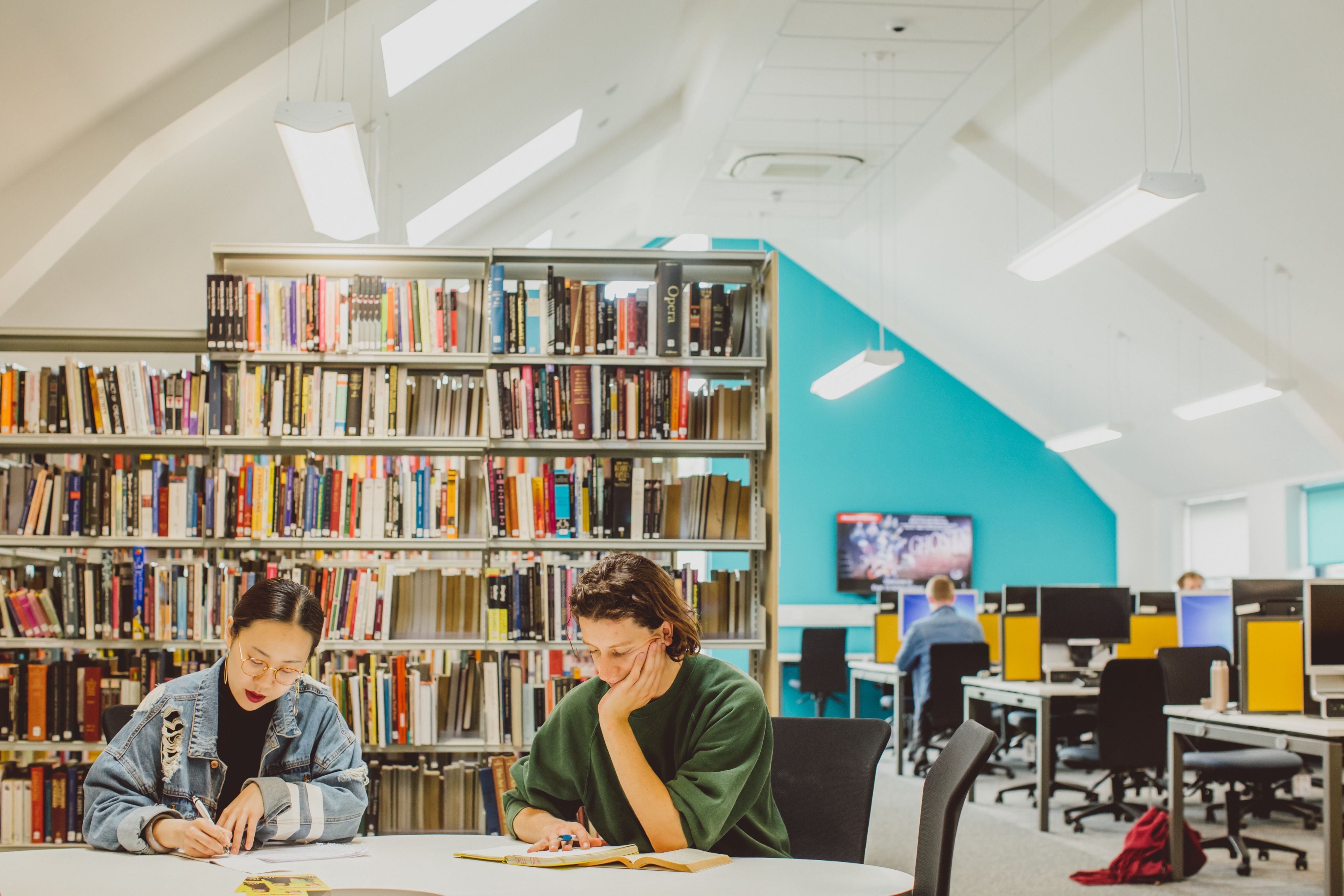Students studying in the library 