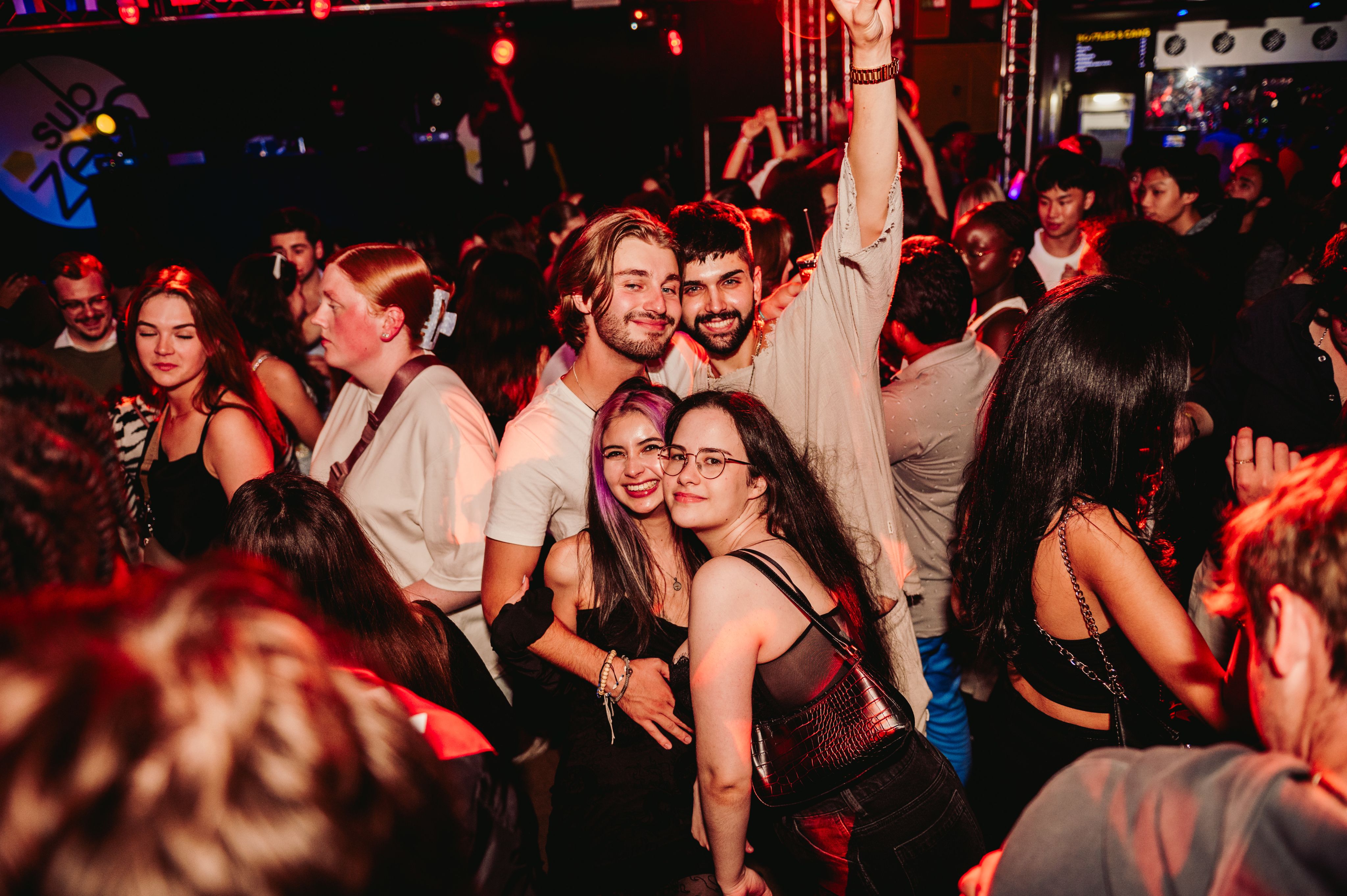 Group of young students in a club