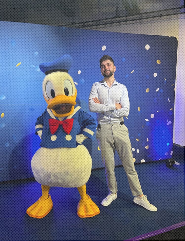 Michael stood next to Donald Duck 