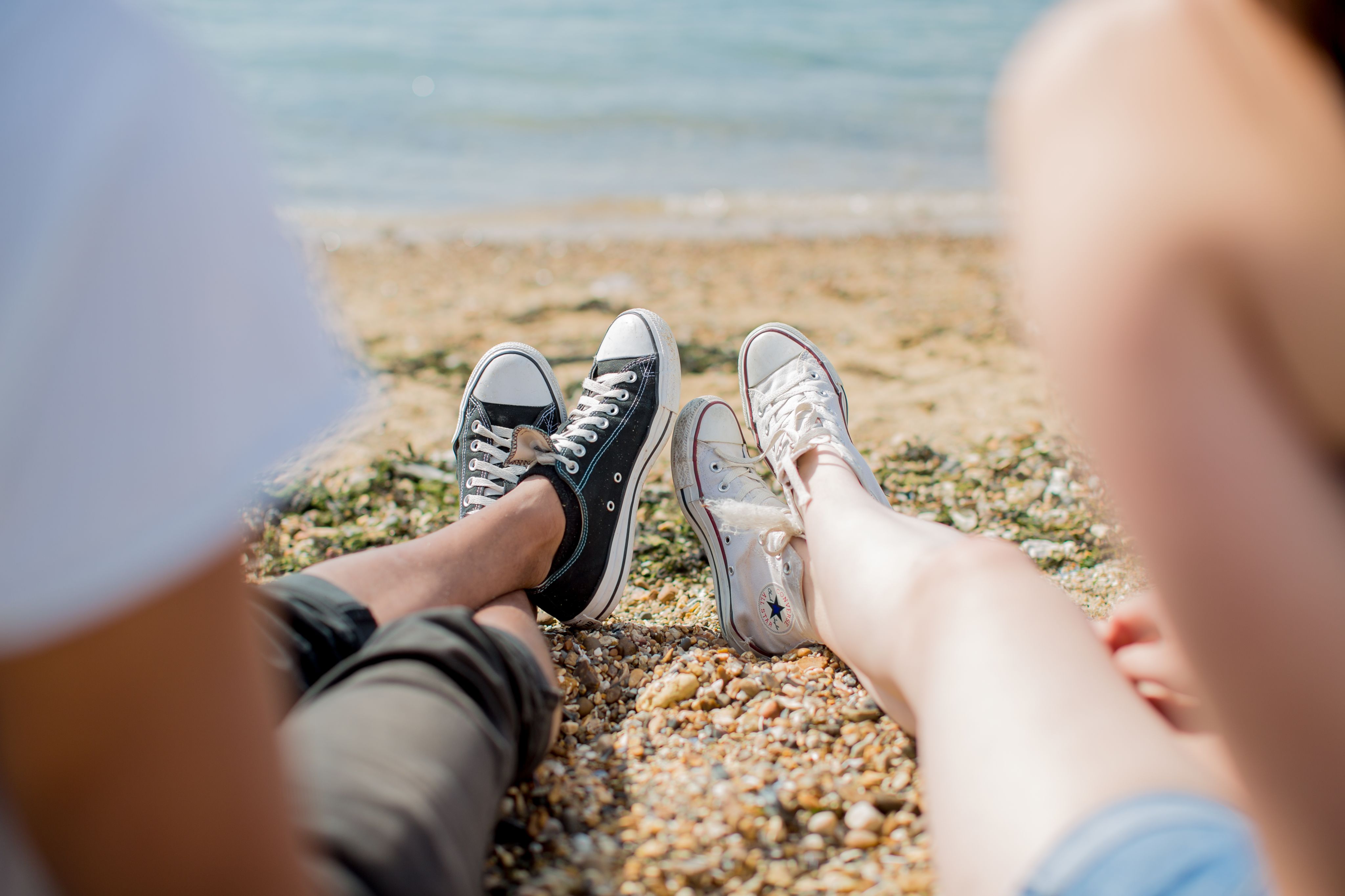 Students sat at the beach